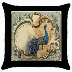 Victorian Swirls Peacock Floral Paris Decor Black Throw Pillow Case by chicelegantboutique