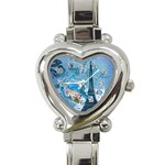 Girly Blue Bird Vintage Damask Floral Paris Eiffel Tower Heart Italian Charm Watch  Front