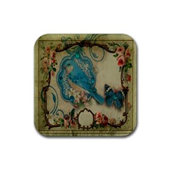 Victorian Girly Blue Bird Vintage Damask Floral Paris Eiffel Tower Drink Coaster (square) by chicelegantboutique