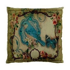 Victorian Girly Blue Bird Vintage Damask Floral Paris Eiffel Tower Cushion Case (two Sided)  by chicelegantboutique