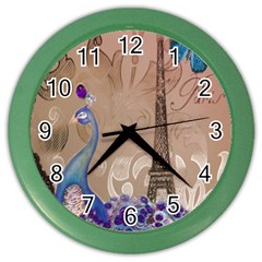 Modern Butterfly  Floral Paris Eiffel Tower Decor Wall Clock (color) by chicelegantboutique