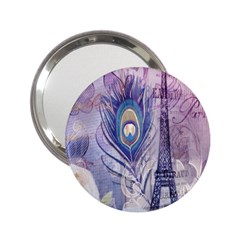 Peacock Feather White Rose Paris Eiffel Tower Handbag Mirror (2 25 ) by chicelegantboutique