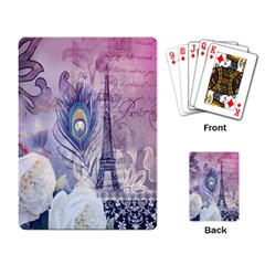 Peacock Feather White Rose Paris Eiffel Tower Playing Cards Single Design by chicelegantboutique