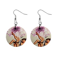 Gil Elvgren Pin Up Girl Purple Flower Fashion Art Mini Button Earrings by chicelegantboutique