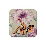 Gil Elvgren Pin Up Girl Purple Flower Fashion Art Drink Coaster (Square) Front