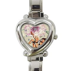 Gil Elvgren Pin Up Girl Purple Flower Fashion Art Heart Italian Charm Watch  by chicelegantboutique