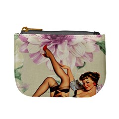 Gil Elvgren Pin Up Girl Purple Flower Fashion Art Coin Change Purse by chicelegantboutique