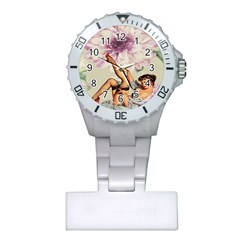 Gil Elvgren Pin Up Girl Purple Flower Fashion Art Nurses Watch by chicelegantboutique