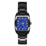 Foolish Movements Blue Men s Stainless Steel Barrel Analog Watch Front