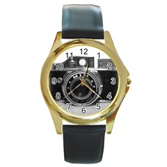 Hit Camera (3) Round Metal Watch (gold Rim)  by KellyHazel