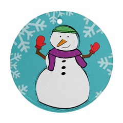 Snowman Round Ornament (two Sides) by PaolAllen