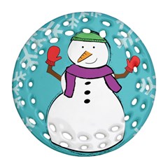 Snowman Round Filigree Ornament by PaolAllen