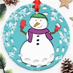 snowman Round Filigree Ornament (Two Sides) Front