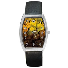 Modern Art Tonneau Leather Watch by Siebenhuehner