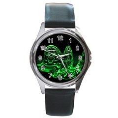 Modern Art Round Metal Watch (silver Rim) by Siebenhuehner