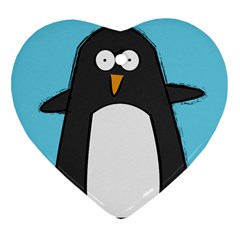 Hello Penguin Heart Ornament (two Sides) by PaolAllen