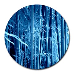 Blue Bamboo 8  Mouse Pad (round) by Siebenhuehner