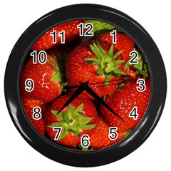 Strawberry  Wall Clock (black) by Siebenhuehner