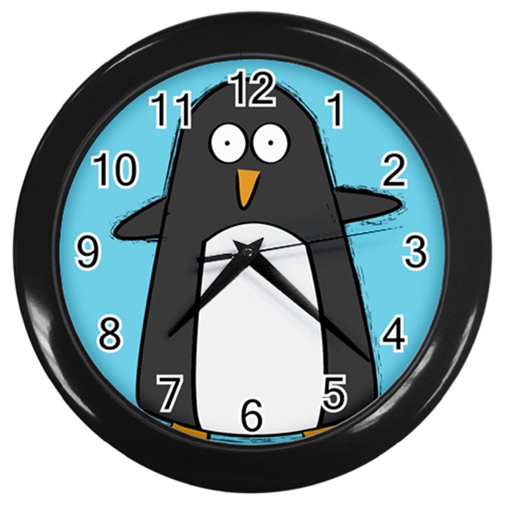 Hello Penguin Wall Clock (Black)