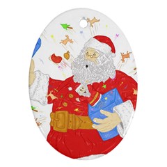 Santa Surprise Oval Ornament (two Sides) by Contest1736674