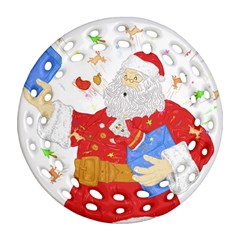 Santa Surprise Round Filigree Ornament (two Sides) by Contest1736674