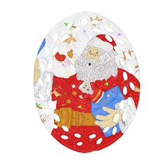 Santa Surprise Ornament (oval Filigree) by Contest1736674