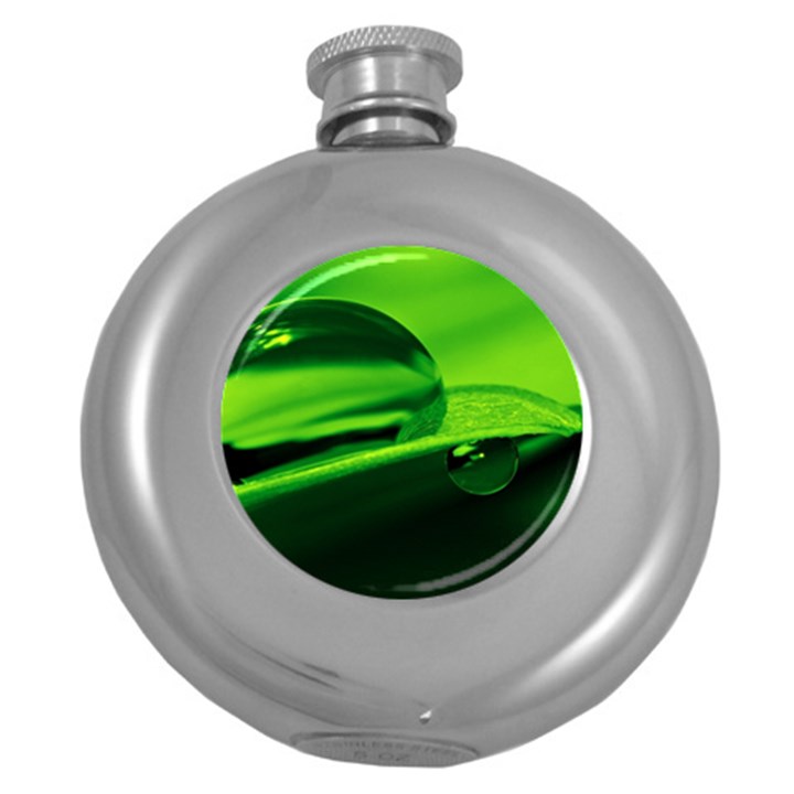 Green Drop Hip Flask (Round)