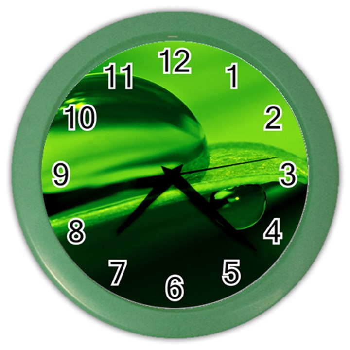 Green Drop Wall Clock (Color)