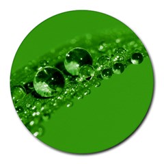 Green Drops 8  Mouse Pad (round) by Siebenhuehner