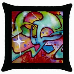 Graffity Black Throw Pillow Case by Siebenhuehner