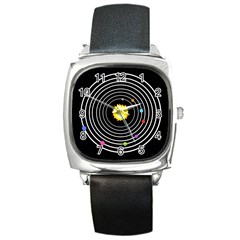 Solar System Square Leather Watch by PaolAllen2