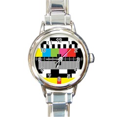 Test Pattern Round Italian Charm Watch by Contest1753604