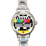 Test Pattern Round Italian Charm Watch Front