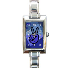 Peace Rectangular Italian Charm Watch by Contest1720187