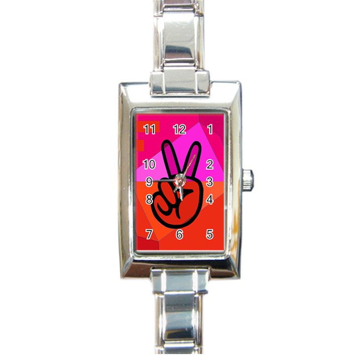 Love Peace Rectangular Italian Charm Watch