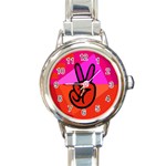 Love Peace Round Italian Charm Watch Front