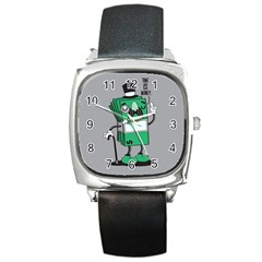 Don t Waste Your Time    Square Leather Watch by Contest1771648