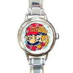 mario zombie Round Italian Charm Watch Front