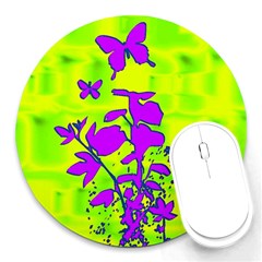 Butterfly Green 8  Mouse Pad (round) by uniquedesignsbycassie