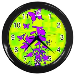 Butterfly Green Wall Clock (black) by uniquedesignsbycassie