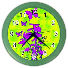 Butterfly Green Wall Clock (color) by uniquedesignsbycassie