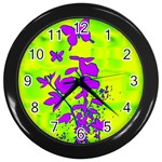 Butterfly Green Wall Clock (Black) Front