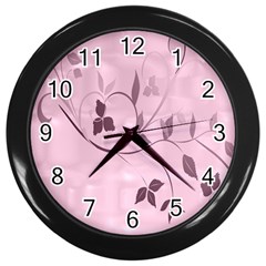 Floral Purple Wall Clock (black) by uniquedesignsbycassie