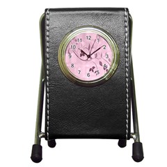 Floral Purple Stationery Holder Clock by uniquedesignsbycassie