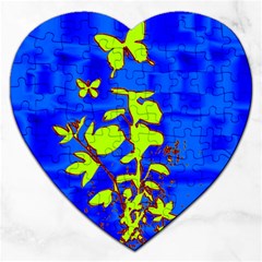 Butterfly Blue/green Jigsaw Puzzle (heart) by uniquedesignsbycassie