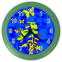 Butterfly Blue/green Wall Clock (color) by uniquedesignsbycassie