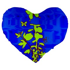 Butterfly Blue/green 19  Premium Heart Shape Cushion by uniquedesignsbycassie