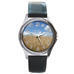 Gettysburg 1 068 Round Leather Watch (silver Rim) by plainandsimple