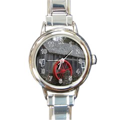 Vermont Christmas Barn Round Italian Charm Watch by plainandsimple