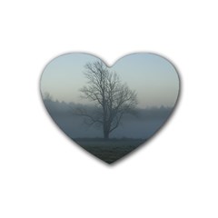 Foggy Tree Drink Coasters (heart) by plainandsimple